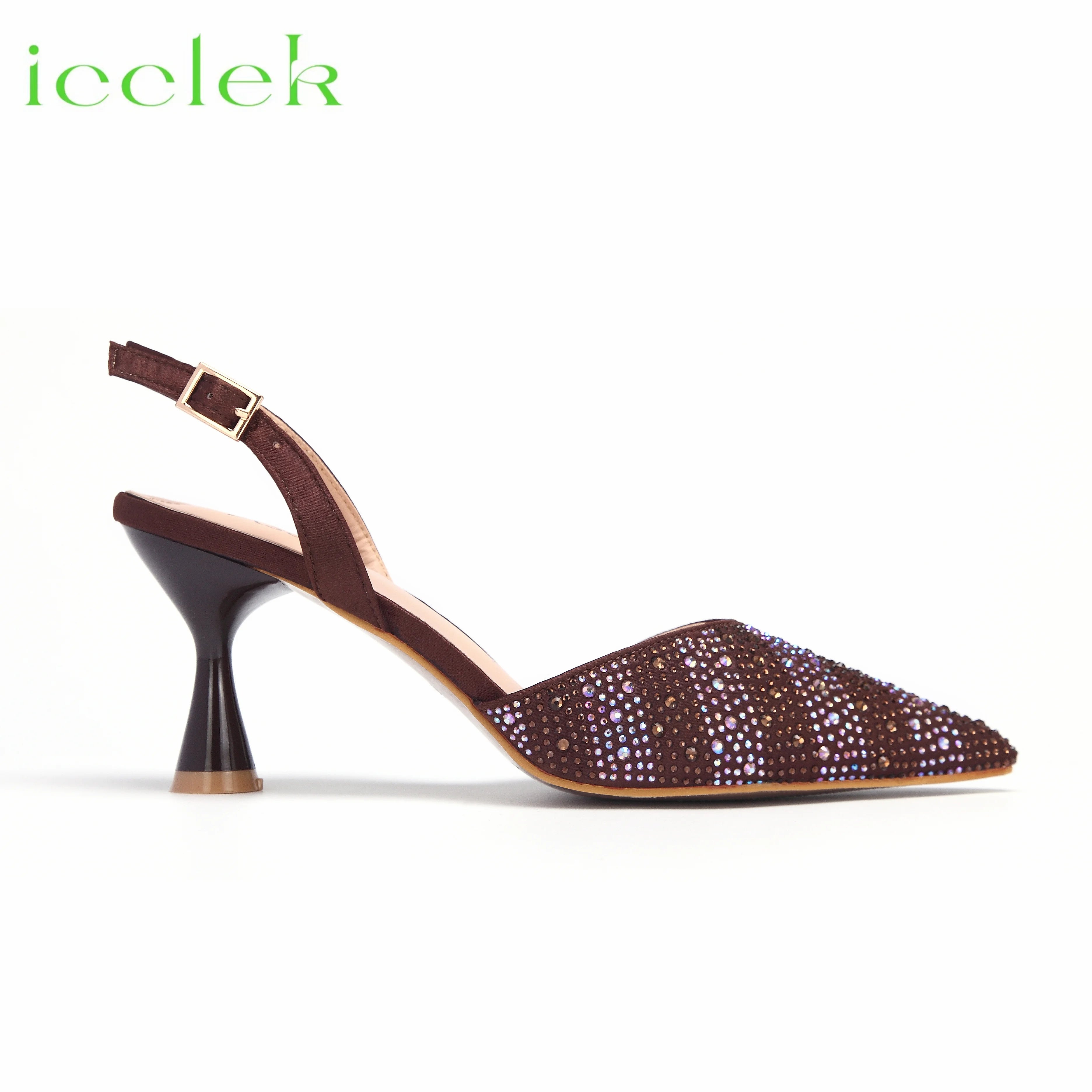 Teal Color Comfortable Thin Heels Pointed Toe Ladies Shoes Matching Bag Set For Party Women in Summer