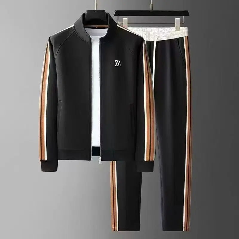 Spring Autumn Fashion Embroidered Men's Sports and Leisure Jacket Pants 2-pc Set Youth Street Party Brand Men Sets