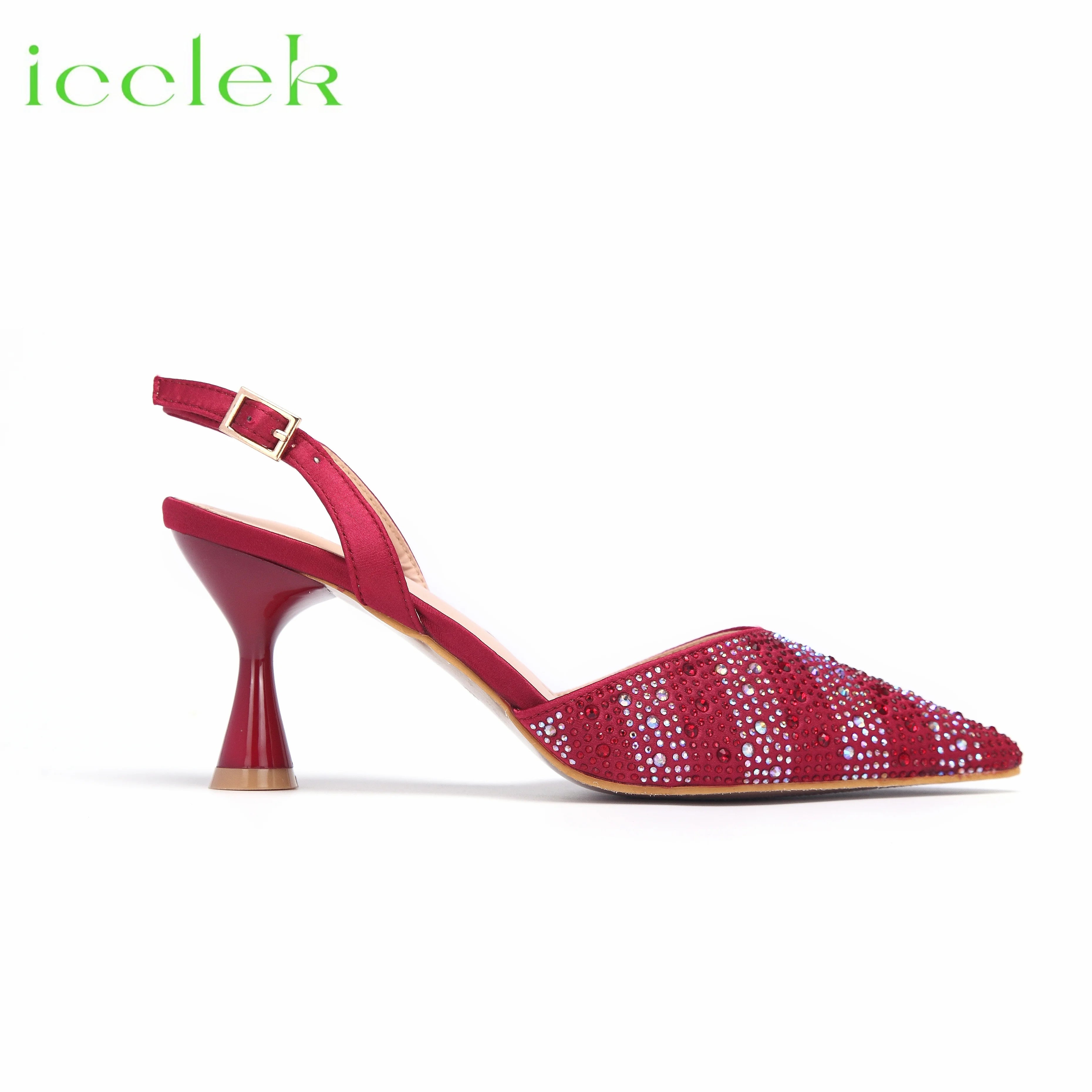 Teal Color Comfortable Thin Heels Pointed Toe Ladies Shoes Matching Bag Set For Party Women in Summer