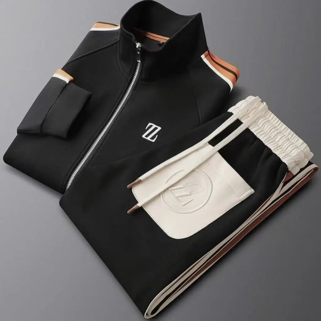 Spring Autumn Fashion Embroidered Men's Sports and Leisure Jacket Pants 2-pc Set Youth Street Party Brand Men Sets