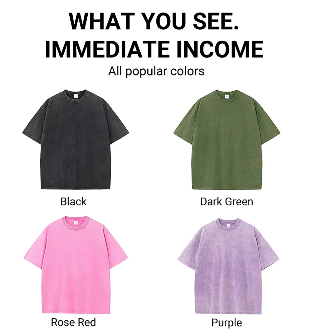 American Style Retro Heavyweight Solid Color Short Sleeved T-shirt Men Women Summer Street Trendy Washed Old Oversized Clothes