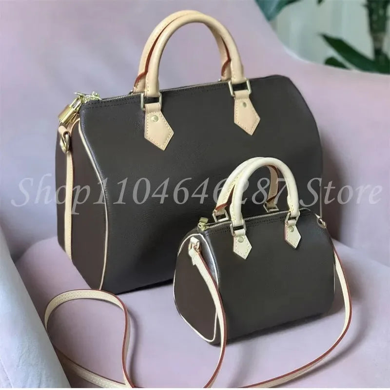 High Quality Luxury Classic Ladies Fashion SPEEDY 25/30/35 Handbag Hot Selling Women's Discoloration Leather Messenger Bag