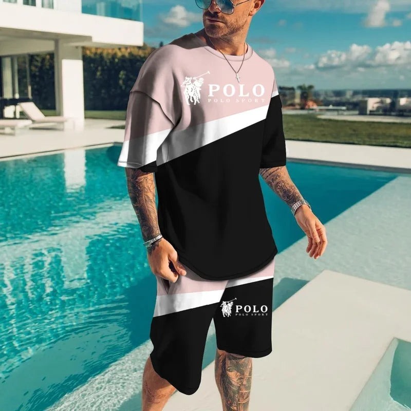 Stripe 2024 Summer Luxury Big Brand Stripe 3D Digital Printing Men's Suit Fashion Casual Wear Unisex Breathable Comfortable Men